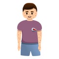 Kid temperature measles icon, cartoon style