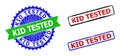 KID TESTED Rosette and Rectangle Bicolor Seals with Corroded Textures Royalty Free Stock Photo