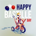 Kid On Three Wheel Bike Celebrate Bastille Day Royalty Free Stock Photo