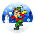 Kid throwing snowball Royalty Free Stock Photo