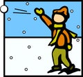 kid throwing a snowball vector illustration Royalty Free Stock Photo