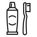 Kid toothbrush toothpaste icon, outline style Royalty Free Stock Photo