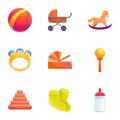 Kid toys icon set, cartoon style Royalty Free Stock Photo