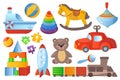 Kid toys set graphic elements in flat design. Vector illustration Royalty Free Stock Photo