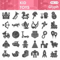 Kid toys solid icon set, Children toy symbols collection or sketches. Production of goods for children glyph style signs Royalty Free Stock Photo