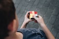 Kid holding rubik cube Royalty Free Stock Photo