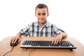 Kid using keyboard and mouse Royalty Free Stock Photo