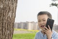 Kid using smartphone