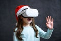 Kid using virtual reality headset, child looking in VR glasses Royalty Free Stock Photo