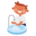 kid washing hands illustration Royalty Free Stock Photo