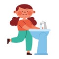 kid washing hands on sink illustration Royalty Free Stock Photo