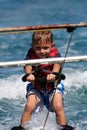 Kid on waterskis Royalty Free Stock Photo