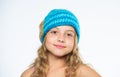 Kid wear warm soft knitted blue hat. Difference between knitting and crochet. Free knitting patterns. Fall winter season