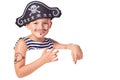 The kid wearing in pirate costume