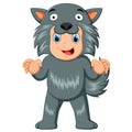 Kid wearing a werewolf mask & costume for halloween Royalty Free Stock Photo