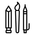 Kid writing tools icon outline vector. School pencil Royalty Free Stock Photo