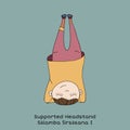 Kid yoga pose. Supported headstand