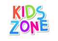 Kid zone vector fun banner background. Kids game poster design. Baby playground play room cartoon logo illustration