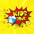 Kid zone vector illustration, logo. Bright colored design for game room or playground Royalty Free Stock Photo