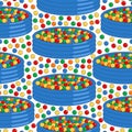 Kiddie inflatable pool full of plastic balls. Seamless pattern. Royalty Free Stock Photo