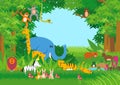 Kiddies cartoon illustration of animals in the jungle Royalty Free Stock Photo