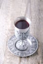 Kiddush cup with wine