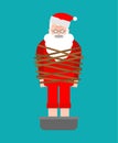 Kidnapped Santa Claus. Grandfather tied with rope. There will be no christmas