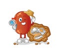 Kidney archaeologists with fossils mascot. cartoon vector