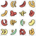 Kidney bean icons set vector flat