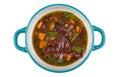 Kidney bean soup in blue bowl isolated on white background Royalty Free Stock Photo