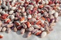 Kidney bean texture background. A large, kidney-shaped bean with a subtle sweet flavor and soft texture. A large number of beans