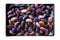 Kidney beans in black rectangular plate isolated on white background Royalty Free Stock Photo