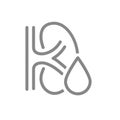 Kidney with drop line icon. Healthy organ for filtering blood symbol