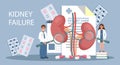 Kidney failure for landing page. Pyelonephritis, diseases and kidney stones, cystitis. Doctors treat kidneys. Template, banner