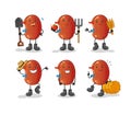 Kidney farmer group character. cartoon mascot vector