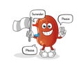 Kidney hold surrender flag mascot. cartoon vector