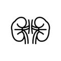 Black line icon for Kidney, renal and anatomy