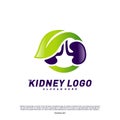 Kidney with Leaf Logo Design Concept. Urology Logo Vector Template