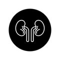 Kidney organ icon vector illustration, human kidneys internal organs, black round icon