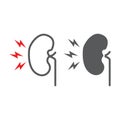 Kidney pain line and glyph icon, body and sick, renal ache sign, vector graphics, a linear pattern on a white background