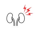 Kidney pain related icon in linear style.