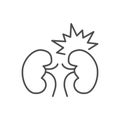 Kidney pain related vector thin line icon.