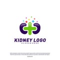 Kidney with Plus Health Logo Design Concept. Urology Logo Vector Template