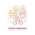 Kidney problems red gradient concept icon