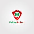Kidney protection vector logo design,healthcare and medical icon Royalty Free Stock Photo