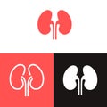 Kidney renal flat realistic icon. Human kidney vector organ icon. Anatomy urology or nephrology logo