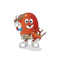 Kidney scottish with bagpipes vector. cartoon character