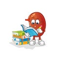 Kidney studying mascot. cartoon vector Royalty Free Stock Photo