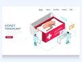 Kidney transplant vector website landing page design template Royalty Free Stock Photo