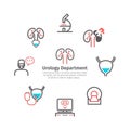 Kidney signs banner. Urology department. Line icons set. Vector symbols for web graphic.